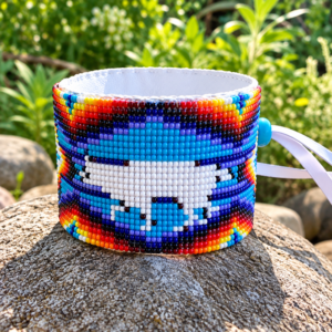 Handgeweven Miyuki Kralenarmband - Witte Wolf