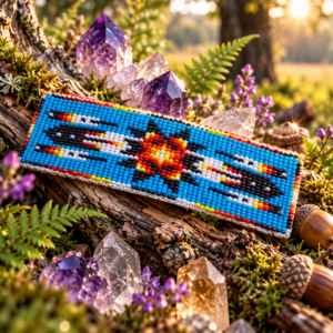 Handgemaakte Miyuki Kralen Haarclip - Lakota Ster en Veren