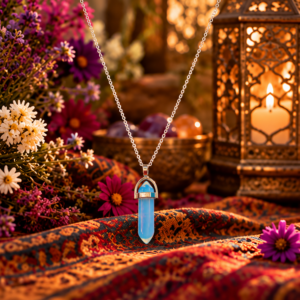 Dubbel Einder Hanger Opaliet met Zilveren Ketting