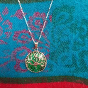 Tree Of Live Blauwe Chrysocolla Hanger Met Zilveren Ketting - MEER INFO
