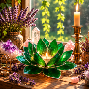 Chakra Lotus Sfeerverlichting Groot - Groen - Liefde, Harmonie & Verbinding