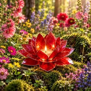 Chakra Lotus Sfeerverlichting Groot - Rood - Aarding, Stabiliteit & Levenskracht