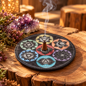 Chakra Wierookhouder-zeepsteen- voor Wierookkegels - Zeven Chakra's