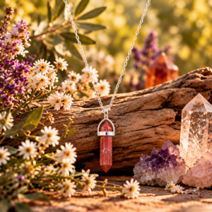 Jaspis Breccie Dubbel Einder Hanger met Zilveren Ketting