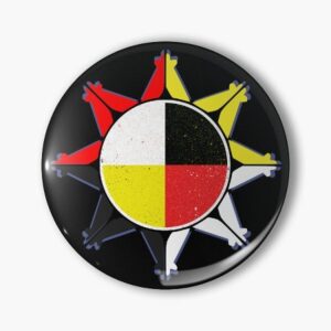 Spelt button - Sioux symbool - 55 MM doorsnede MEER INFO