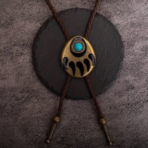 Bolo Tie Berenklauw - Messinglook & Turkoois