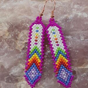 Handgemaakte Miyuki kralen oorbellen Regenboogveer - Brick stitch