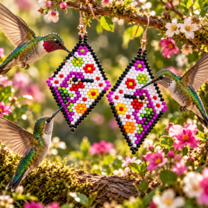 Handgemaakte Miyuki Kralen Oorbellen – Hummingbird - kolibrie